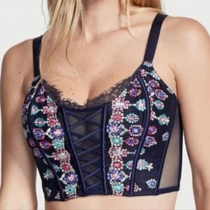 Floral Embroidered Black Lace Bralette